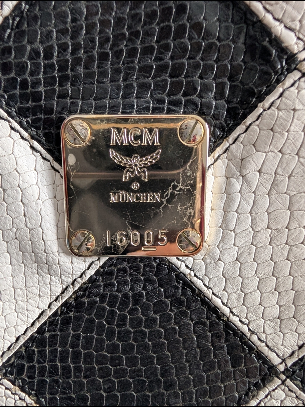 MCM Black and White Harlequin Tote - Picture 3 of 11